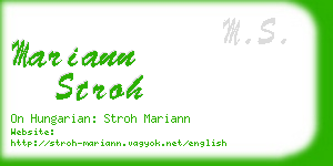 mariann stroh business card